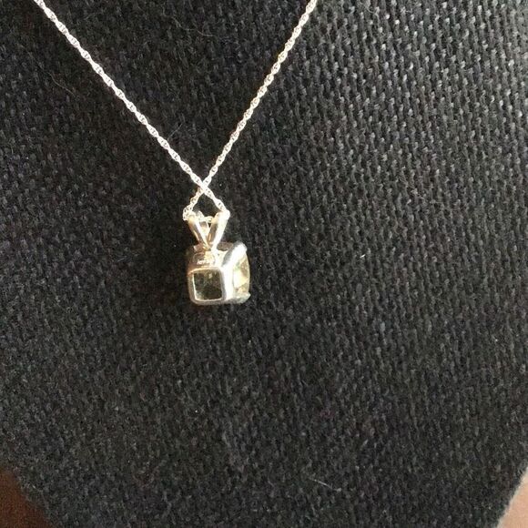 Necklace, Yellow Citrine and Sterling Silver Pendant, 18”, NEW, Handmade, Artisa - Picture 2 of 4